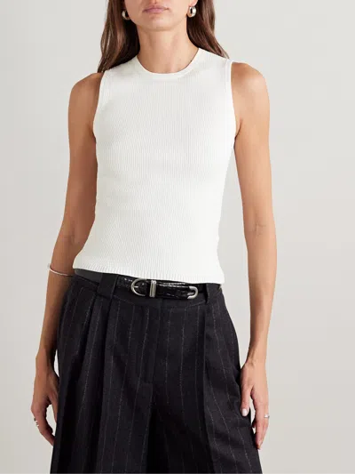Veronica Beard Ribbed Vest In White