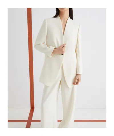 Marella Long Single-breasted Blazer - Wool White In White