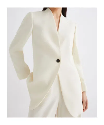 Marella Long Single-breasted Blazer - Wool White In White