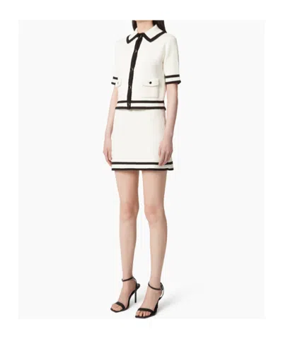Nina Ricci Knitted Cotton Tweed Mini Skirt In Ecru / Noir In White