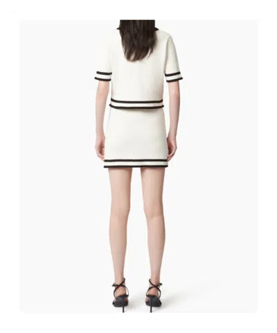 Nina Ricci Knitted Cotton Tweed Mini Skirt In Ecru / Noir In White