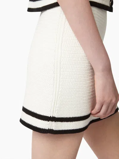 Nina Ricci Knitted Cotton Tweed Mini Skirt In Ecru / Noir In White