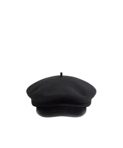 Valentino Embellished Leather-trimmed Wool Cap In Black