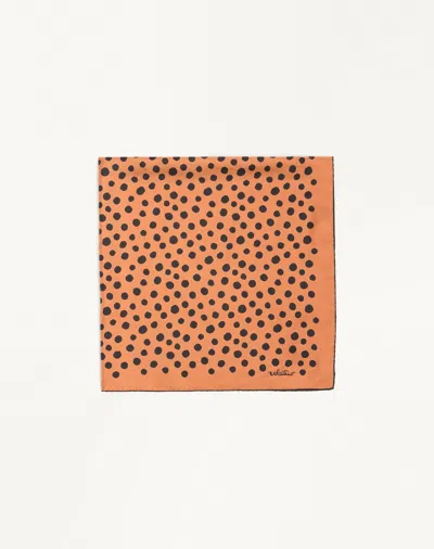 Valentino Garavani Dalmatian Polka Dot Silk Square Scarf In Orange