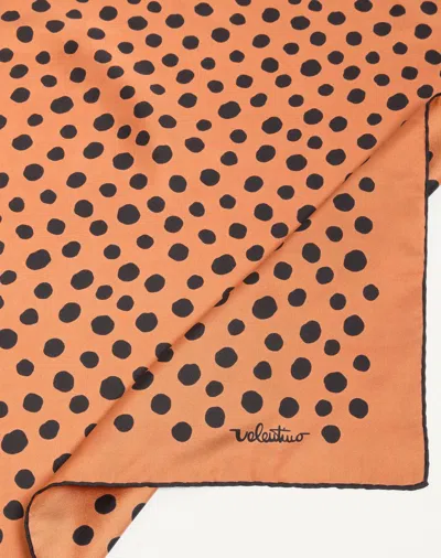 Valentino Garavani Dalmatian Polka Dot Silk Square Scarf In Orange