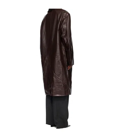 Entire Studios Single-breasted Leather Coat In Brown