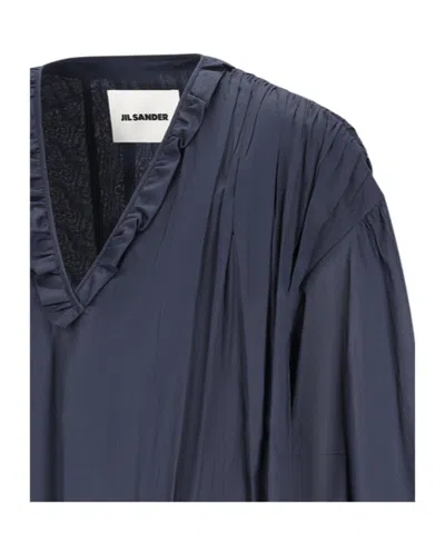 Jil Sander Long-sleeved T-shirt In Blue
