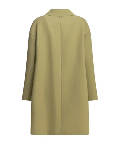 Herno Single-breasted Relaxed Coat In Green