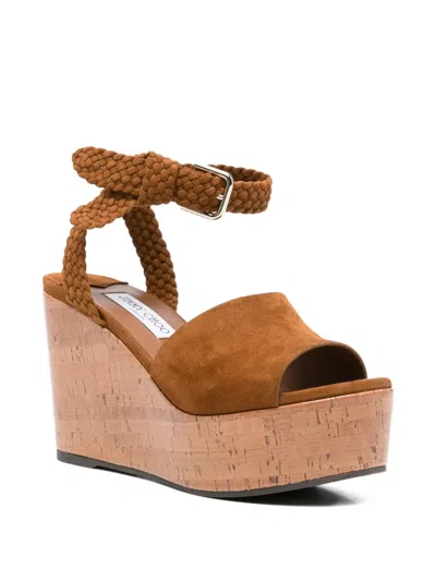 Jimmy Choo Goat Leather Slide Sandals With Soft Lamb Leather Lining In Brown
