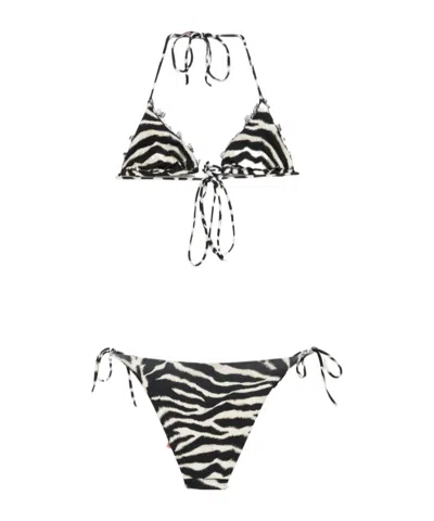 Ermanno Scervino Printed Triangle Bikini Set In Black