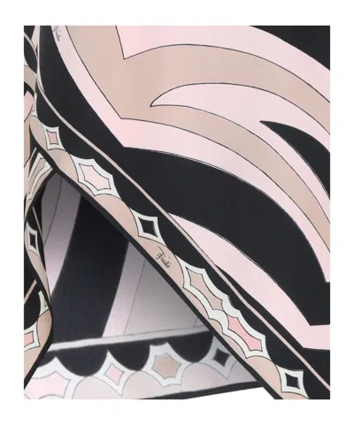 Pucci Wrap-effect Printed Silk-twill Mini Skirt In Black