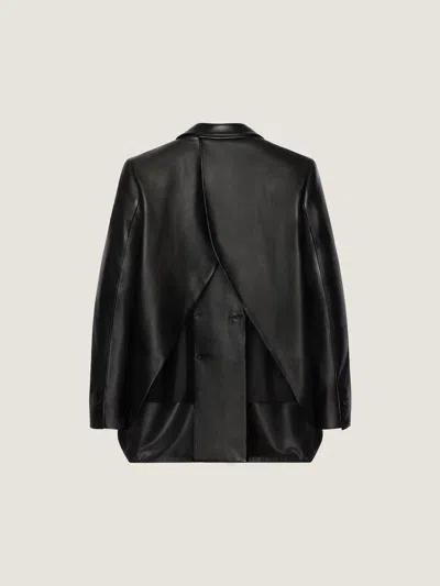 Givenchy Double-breasted Slashed Jacket In Leather In Black