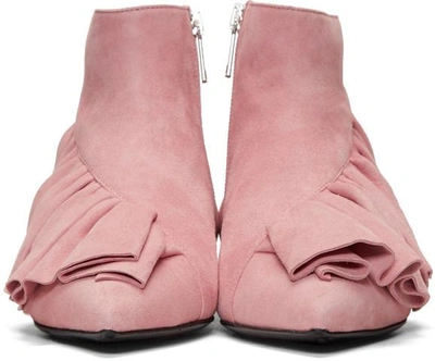 Shop Jw Anderson Pink Suede Ruffle Boots