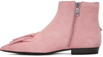 Shop Jw Anderson Pink Suede Ruffle Boots