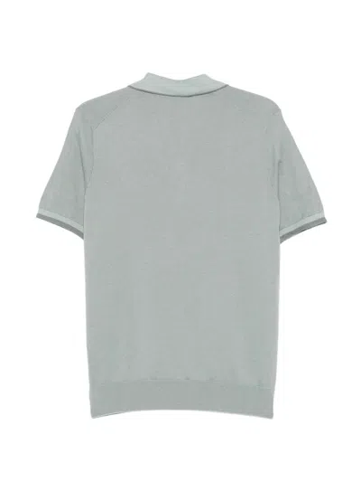 Corneliani Textured-knit V-neck T-shirt In Blue