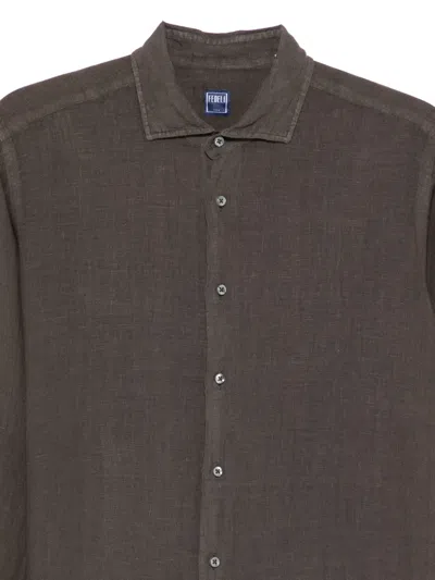 Fedeli Nick Slub-texture Shirt In Brown