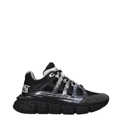 Versace Mixed-material Athletic Sneaker In Black
