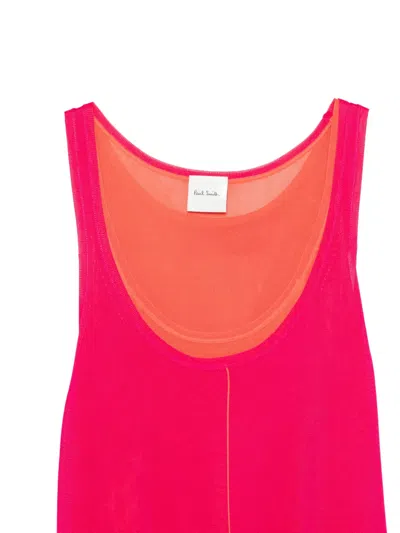 Paul Smith Pink Scoop Neck Layered Tank Top In Multi