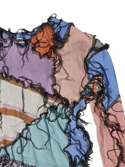 Borbala Patchwork Frayed Sweater In Blue
