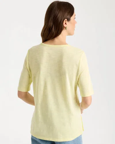 Chico's Crewneck Button Tee In Sage Lime