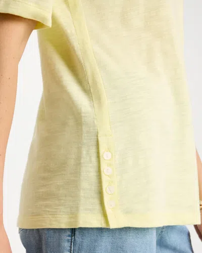 Chico's Crewneck Button Tee In Sage Lime