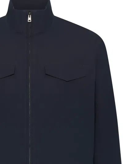 Herno High-neck Multi-pocket Jacket In Blue