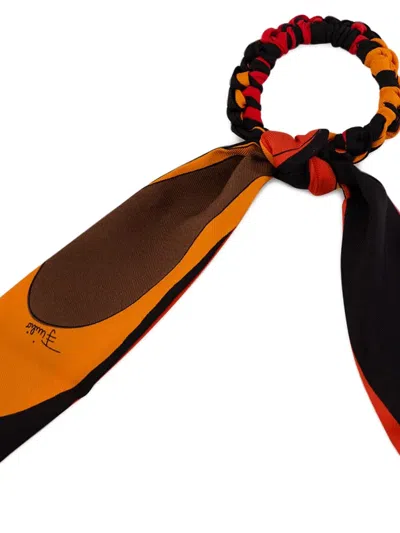 Pucci Marmo-print Bow Scrunchie In Multi