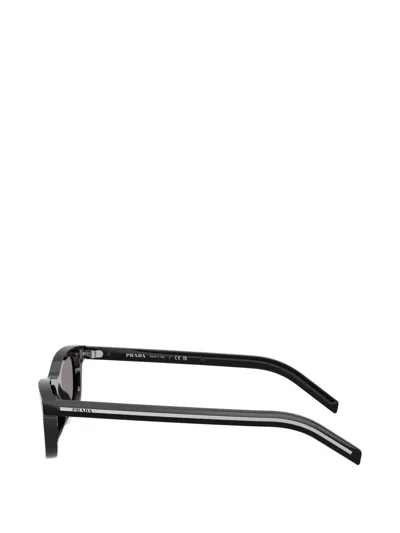 Prada Stripe-detail Rectangle-frame Sunglasses In Black