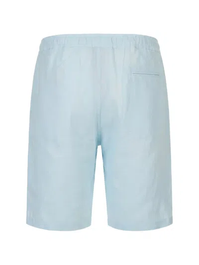 Kiton Drawstring Linen Shorts In Blue