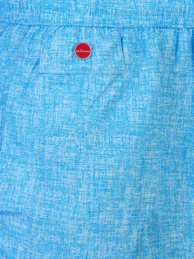 Kiton Crosshatch-pattern Drawstring Swim Shorts In Blue