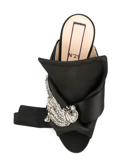 Shop N°21 Embellished Satin Mules In Black