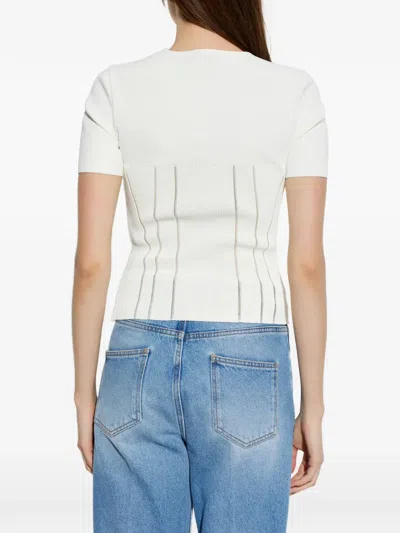 Alexander Mcqueen Ribbed Open-knit T-shirt In White