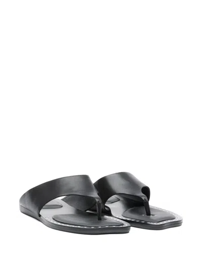 Ash Genius Leather Studded Thong Sandals In Black
