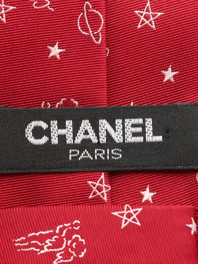 Pre-owned Chanel Sign Pattern Tie In Red