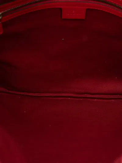 Pre-owned Gucci 2000-2015 Canvas Sylvie Baiadera Web Drawstring Backpack In Red