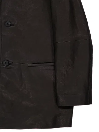 Auralee Textured-leather Jacket In Black