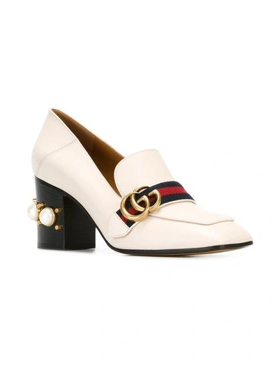 Shop Gucci Gg Web Mid-heel Loafer Pumps