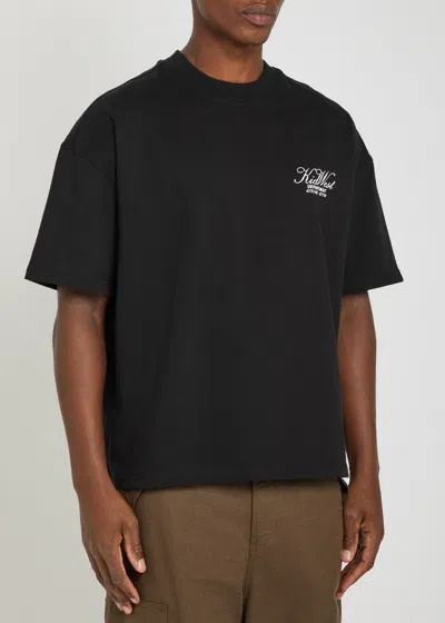 Kidwest Script Logo-print Cotton T-shirt In Black