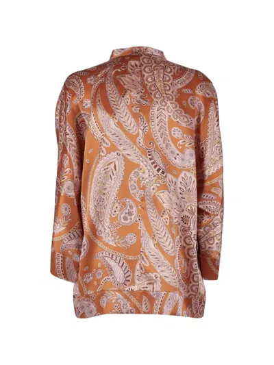 Antonelli Paisley-pattern Silk Blouse In Orange