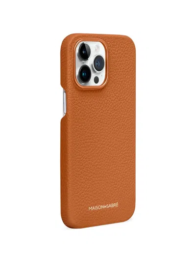 Maison De Sabre Leather Iphone 15 Pro Case In Brown