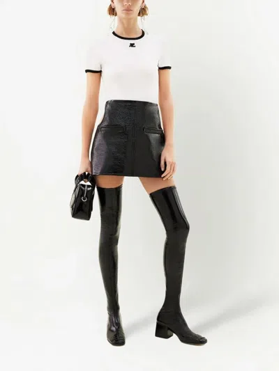 Courrèges Courreges Women Cotton T-shirt With Contrasting Profiles In White