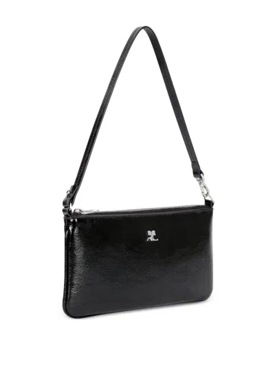 Courrèges Rectangular Naplack Pouch Adjustable Strap In Black