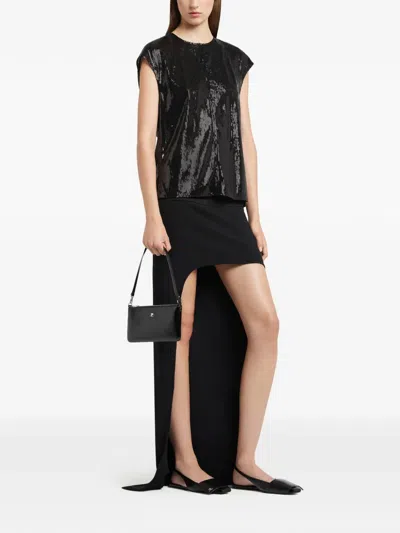 Courrèges Rectangular Naplack Pouch Adjustable Strap In Black