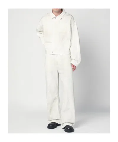 Entire Studios Collared Neck Denim Jacket Side Pockets In White