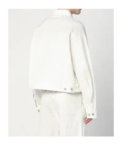 Entire Studios Collared Neck Denim Jacket Side Pockets In White
