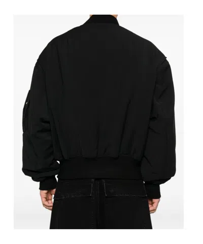 Entire Studios Black Stretch Polyester Blend Bomber Jacket In Black