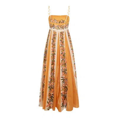 Farm Rio Sand Hilo Striped Floral-print Maxi Dress In Yellow