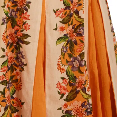 Farm Rio Sand Hilo Striped Floral-print Maxi Dress In Yellow