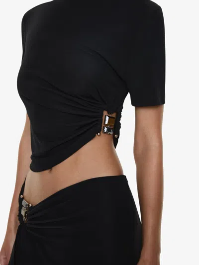 Christopher Esber Bezel Quartz Ruched Tee T-shirt In Black