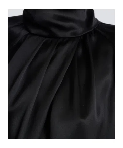 Balmain Draped Silk Blouse In Black